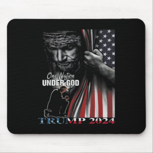 Nation under God Trump 2024 God American Flag 1 Mousepad