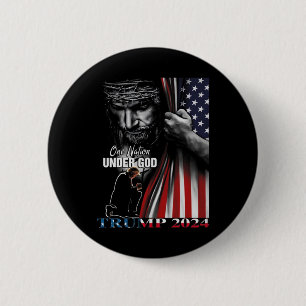 Nation under God Trump 2024 God American Flag Button