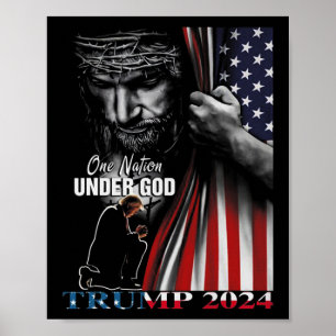 Nation under God Trump 2024 God American Flag Poster