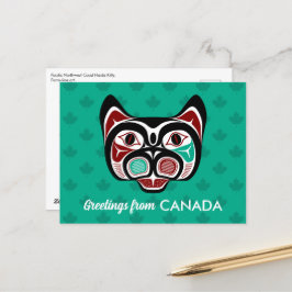 National American Red Haida Art Kitty Postkarte