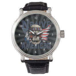 National Amerikanische Ureinwohner Warrior Skull U Armbanduhr