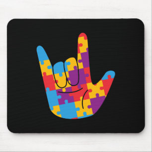 National Autismus Awareness Montag asl Liebe signe Mousepad