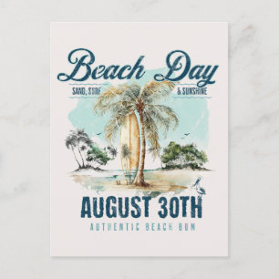 National Beach Day, Vintages Surfbrett Postkarte