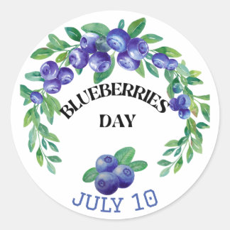 National Blueberries Day July Runder Aufkleber