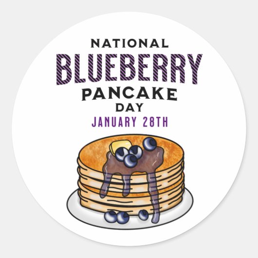 National Blueberry Pancakes Day 28. Januar Runder Aufkleber (Vorderseite)