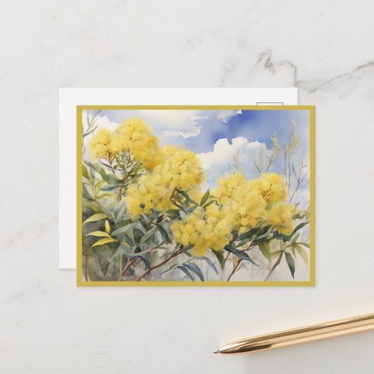 National Blume Australia Golden Wattle | Postkarte (Vorderseite/Rückseite Beispiel)