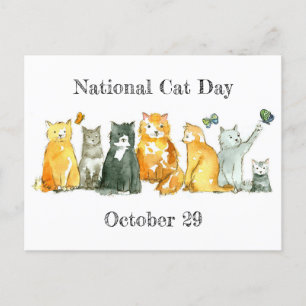 National Cat Day 29. Oktober Tuxedo Calico Cat Postkarte