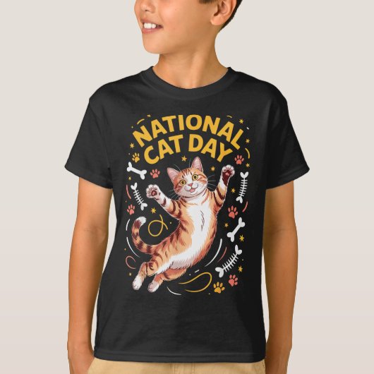 National Cat Day Cute Tabby Kitty Celebration Happ T-Shirt (Vorderseite)
