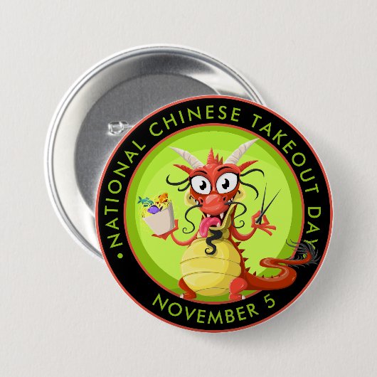 National Chinese Takeout Day, Dragon Button (Vorne & Hinten)