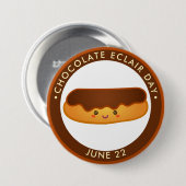 National Chocolate Eclair Day, Kawaii Ecolair Button (Vorne & Hinten)