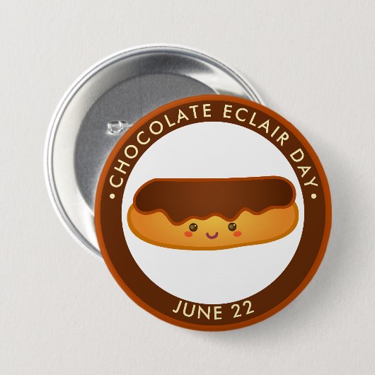 National Chocolate Eclair Day, Kawaii Ecolair Button (Vorne & Hinten)