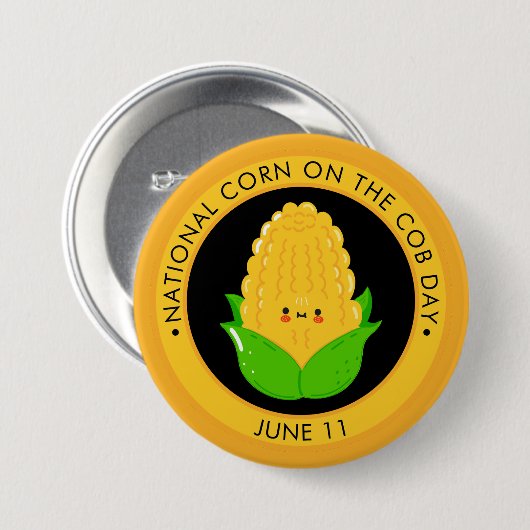 National Corn am Cob Day Button (Vorne & Hinten)