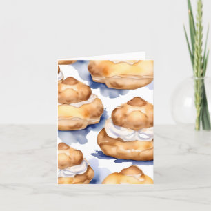 National Creme Puff Day E - 2. Januar - Wasserfarb Feiertagskarte