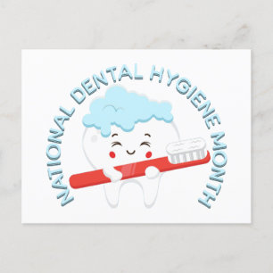 National Dental Hygiene Month Happy Tooth Postkarte