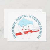 National Dental Hygiene Month Happy Tooth Postkarte (Vorne/Hinten)