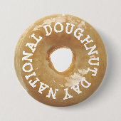National Doughnut Day Glazed Donut Doughnut Button (Vorderseite)