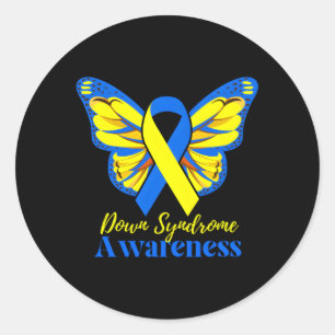 National Down Syndrome Day Awareness Butterfly Mam Runder Aufkleber