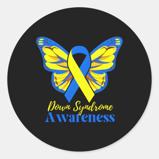 National Down Syndrome Day Awareness Butterfly Mam Runder Aufkleber (Vorderseite)