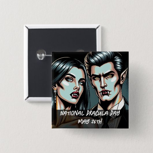 National Dracula Day 26. Mai Seltsames Button (Vorne & Hinten)