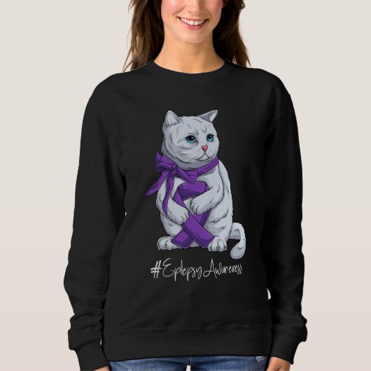 National Epilepsy Awareness Month Purple Ribbon Cu Sweatshirt (Vorderseite)