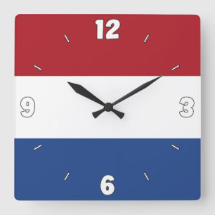 National Flag Patriotic Quadratische Wanduhr