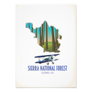 National forest California USA map Fotodruck
