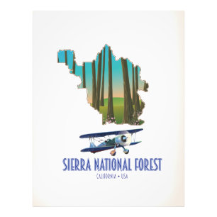 National forest California USA map Fotodruck