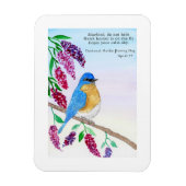 National Haiku Watercolor Blue Bird in Lilac Tree Magnet (Vertikal)