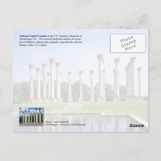 National Hauptstadt Columns, Washington DC Postkarte (Rückseite)