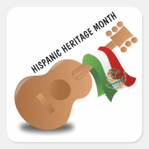National Hispanic Heritage Month - Gitarre Quadratischer Aufkleber