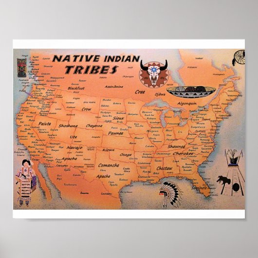 National Indian Tribes Map Poster (Vorne)