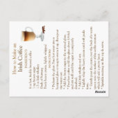 National Irish Coffee Recipe Postkarte (Rückseite)