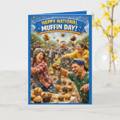 National Muffin Day Greeting Card, Muffin Fight!  Karte (Gelbe Blume)