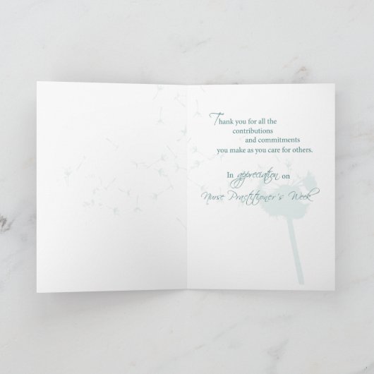 National Nurse Practitioner Week mit Dandelion Dankeskarte (Innenseite)