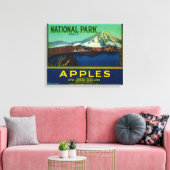National Park Apple Crate LabelHood River, OR Leinwanddruck (Insitu (Wohnzimmer))