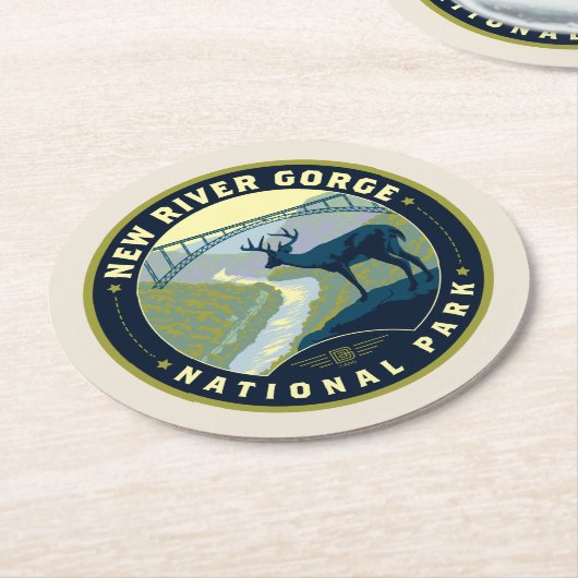 National Park der New River Gorge Runder Pappuntersetzer (Angewinkelt)