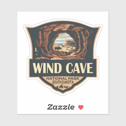 National Park der Windhöhlen - Illustration Retro Aufkleber (Blatt)