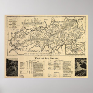 National Park Map Great Smoky Mountains (1941) Poster