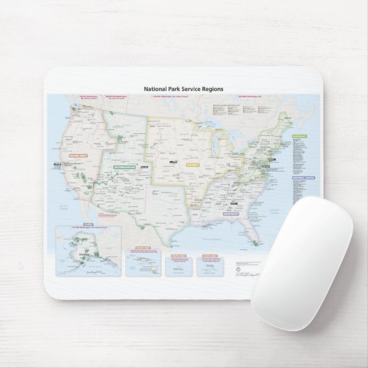 National Park Service-Regions-Karte Mousepad (Mit Mouse)