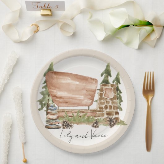 National Park Van Road Trip Paper Plate Pappteller (Hochzeit)