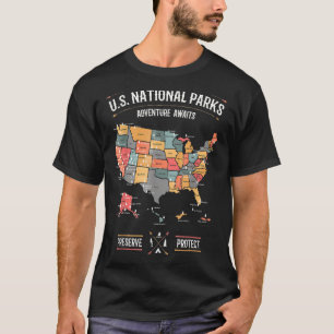 National Parkplan der USA - Schutz des Wandercamps T-Shirt