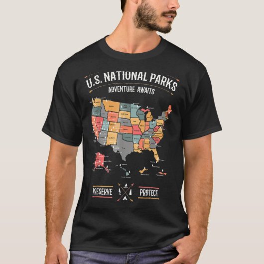 National Parkplan der USA - Schutz des Wandercamps T-Shirt (Vorderseite)