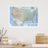 National Parks Map Poster USA (Update 2021) (Küche)
