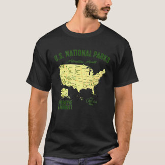 National Parks US Karte Camping Frauen Wandern T-Shirt