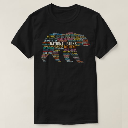 National Parks USA List Word Cloud Bear Camping & T-Shirt (Design vorne)