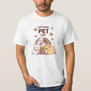 "National Pet Day T - Shirt - Niedlicher Hund & Ka