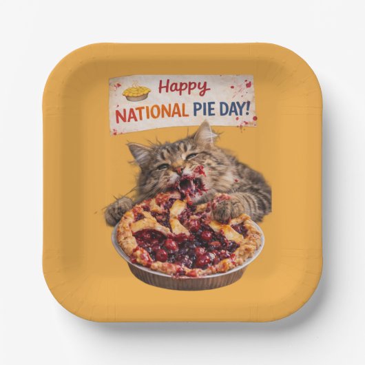 National Pie Day Cat Plates Pappteller (Vorderseite)