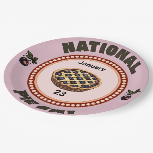 National Pie Day Cherry Pie Pappteller (Schrägansicht)
