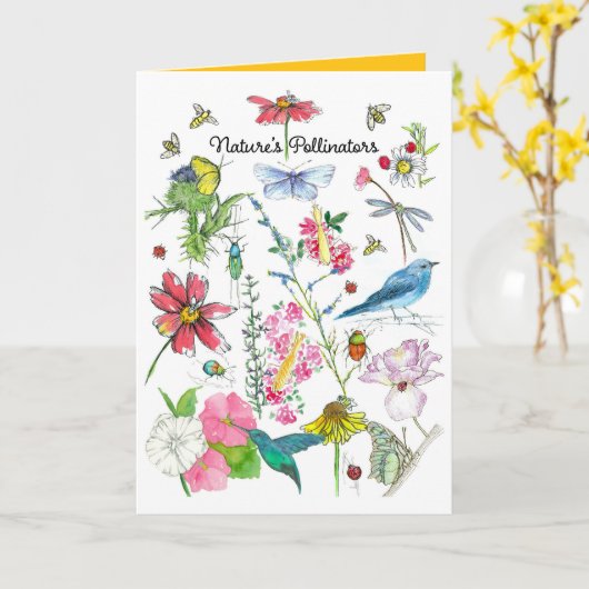 National Pollinators Monat Juni Honeybee Birds Bug Karte (Gelbe Blume)