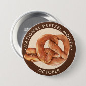National Pretzel Month, Oktober, Softbretzel Button (Vorne & Hinten)